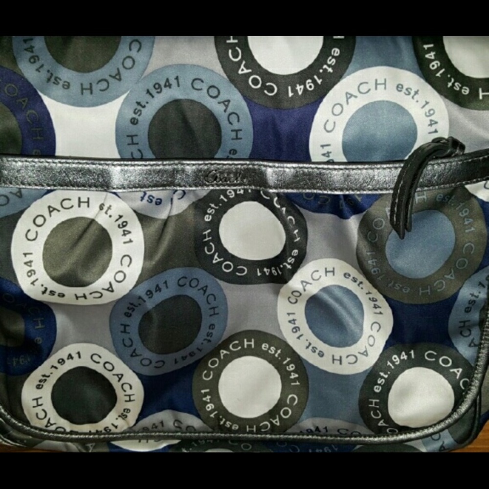 COACH DIAPER BAG BLUE SATEEN F18377